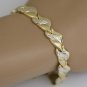 STUNNING SOLID 18K YELLOW GOLD DIAMOND CUT LINK TENNIS BRACELET 8" LENGTH 13.6GR