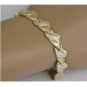 STUNNING SOLID 18K YELLOW GOLD DIAMOND CUT LINK TENNIS BRACELET 8" LENGTH 13.6GR