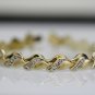 STUNNING SOLID 18K YELLOW GOLD DIAMOND CUT LINK TENNIS BRACELET 8" LENGTH 13.6GR