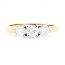 14K GOLD THREE STONE ROUND BRILLIANT DIAMOND TRILOGY ENGAGEMENT RING ~ 1.01 TCW