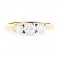 14K GOLD THREE STONE ROUND BRILLIANT DIAMOND TRILOGY ENGAGEMENT RING ~ 1.01 TCW