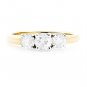14K GOLD THREE STONE ROUND BRILLIANT DIAMOND TRILOGY ENGAGEMENT RING ~ 1.01 TCW