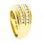 WIDE 18K YELLOW GOLD BI LEVEL ROUND DIAMOND RING BAND ~1.05 TCW ~ FREE S&H