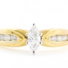 14K YELLOW GOLD .55 TCW MARQUISE & ROUND CUT GENUINE DIAMOND ENGAGEMENT RING