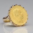 ANTIQUE PURE .986 GOLD 1915 1 DUCAT FRANZ JOSEPH I COIN IN CUSTOM 18K GOLD RING