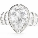 2.41 Ct GENUINE PEAR SHAPED DIAMOND ENGAGEMENT RING 14K GOLD 1.61 Ct CNTR D/SI1