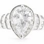 2.41 Ct GENUINE PEAR SHAPED DIAMOND ENGAGEMENT RING 14K GOLD 1.61 Ct CNTR D/SI1
