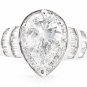 2.41 Ct GENUINE PEAR SHAPED DIAMOND ENGAGEMENT RING 14K GOLD 1.61 Ct CNTR D/SI1
