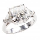 HUGE 6.07 CARAT RADIANT CUT DIAMOND PLATINUM ENGAEMENT RING ~5.27 CT CENTR F/SI1