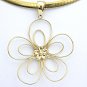 UNIQUE 14K SOLID YELLOW GOLD WIRE FLOWER PENDANT NECKLACE ENHANCER