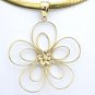 UNIQUE 14K SOLID YELLOW GOLD WIRE FLOWER PENDANT NECKLACE ENHANCER