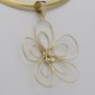 UNIQUE 14K SOLID YELLOW GOLD WIRE FLOWER PENDANT NECKLACE ENHANCER