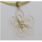 UNIQUE 14K SOLID YELLOW GOLD WIRE FLOWER PENDANT NECKLACE ENHANCER