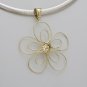 UNIQUE 14K SOLID YELLOW GOLD WIRE FLOWER PENDANT NECKLACE ENHANCER