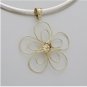 UNIQUE 14K SOLID YELLOW GOLD WIRE FLOWER PENDANT NECKLACE ENHANCER