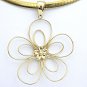 UNIQUE 14K SOLID YELLOW GOLD WIRE FLOWER PENDANT NECKLACE ENHANCER
