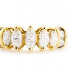 14K YELLOW GOLD MARQUISE & ROUND DIAMOND WEDDING / ANNIVERSARY RING 1.80 CARAT