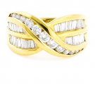 18K YELLOW GOLD MULTI LEVEL ROUND & BAGUETTE CUT DIAMOND RING ~ 2.00 TCW ~E/F-VS