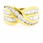 18K YELLOW GOLD MULTI LEVEL ROUND & BAGUETTE CUT DIAMOND RING ~ 2.00 TCW ~E/F-VS