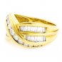 18K YELLOW GOLD MULTI LEVEL ROUND & BAGUETTE CUT DIAMOND RING ~ 2.00 TCW ~E/F-VS