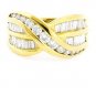 18K YELLOW GOLD MULTI LEVEL ROUND & BAGUETTE CUT DIAMOND RING ~ 2.00 TCW ~E/F-VS
