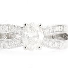 STUNNING 1.16 Ct GENUINE OVAL DIAMOND 14K WHITE GOLD DIAMOND ENGAGEMENT RING