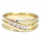 SOLID 14K YELLOW GOLD & DIAMOND MENS WEDDING BAND RING SZ 11 WIDE & HEAVY 9.9 GR