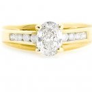 BEAUTIFUL 14K YELLOW GOLD GENUINE OVAL CUT DIAMOND ENGAGEMENT RING ~ .95 TCW