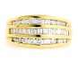 18K YELLOW GOLD MULTI LEVEL ROUND & BAGUETTE CUT DIAMOND RING ~ 1.25 TCW