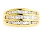 18K YELLOW GOLD MULTI LEVEL ROUND & BAGUETTE CUT DIAMOND RING ~ 1.25 TCW