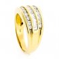 18K YELLOW GOLD MULTI LEVEL ROUND & BAGUETTE CUT DIAMOND RING ~ 1.25 TCW