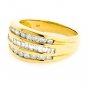 18K YELLOW GOLD MULTI LEVEL ROUND & BAGUETTE CUT DIAMOND RING ~ 1.25 TCW