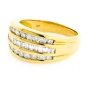 18K YELLOW GOLD MULTI LEVEL ROUND & BAGUETTE CUT DIAMOND RING ~ 1.25 TCW