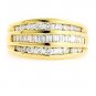 18K YELLOW GOLD MULTI LEVEL ROUND & BAGUETTE CUT DIAMOND RING ~ 1.25 TCW