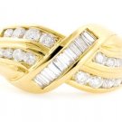 14K YELLOW GOLD ROUND & BAGUETTE DIAMOND WEDDING ANNIVERSARY RING 0.80 CT E/F-VS