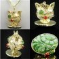 CUSTOM 14K SOLID GOLD DOUBLE FACE 3D CAT CARVED JADEITE ESTATE PENDANT ~MUST SEE