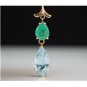 HUGE 13.21 CT PEAR SHAPED AQUAMARINE & EMERALD 14K GOLD ESTATE PENDANT ~$8450!