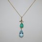 HUGE 13.21 CT PEAR SHAPED AQUAMARINE & EMERALD 14K GOLD ESTATE PENDANT ~$8450!