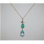 HUGE 13.21 CT PEAR SHAPED AQUAMARINE & EMERALD 14K GOLD ESTATE PENDANT ~$8450!