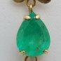 HUGE 13.21 CT PEAR SHAPED AQUAMARINE & EMERALD 14K GOLD ESTATE PENDANT ~$8450!