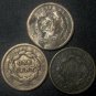 LOT 3 ~ 1838 184? 1842 SMALL & LARGE DATE YOUNG HEAD & BRAIDED HAIR LARGE CENTS