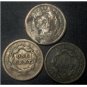 LOT 3 ~ 1838 184? 1842 SMALL & LARGE DATE YOUNG HEAD & BRAIDED HAIR LARGE CENTS