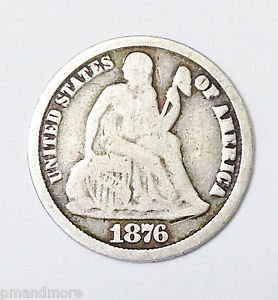 1876 CC CARSON CITY MINT DOUBLE DIE LIBERTY SEATED DIME TEN 10 CENTS -GOOD COIN!