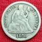 1876 CC CARSON CITY MINT DOUBLE DIE LIBERTY SEATED DIME TEN 10 CENTS -GOOD COIN!