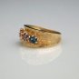 UNIQUE 14K YELLOW GOLD RUBY TOURMALINE ALEXANDRITE TOPAZ STONES WIDE BAND RING