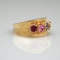 UNIQUE 14K YELLOW GOLD RUBY TOURMALINE ALEXANDRITE TOPAZ STONES WIDE BAND RING