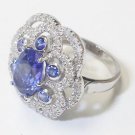 STUNNING 5.24 TCW VIOLET BLUE TANZANITE & DIAMOND 14K WHITE GOLD RING - $13255