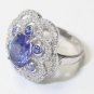STUNNING 5.24 TCW VIOLET BLUE TANZANITE & DIAMOND 14K WHITE GOLD RING - $13255