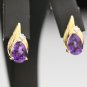 CLASSY 14K YELLOW GOLD 3.44 CTW PEAR SHAPED AMETHYST & DIAMOND ESTATE EARRINGS