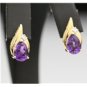 CLASSY 14K YELLOW GOLD 3.44 CTW PEAR SHAPED AMETHYST & DIAMOND ESTATE EARRINGS